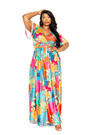 Tropical floral maxi skirt & top set - Fashionmj