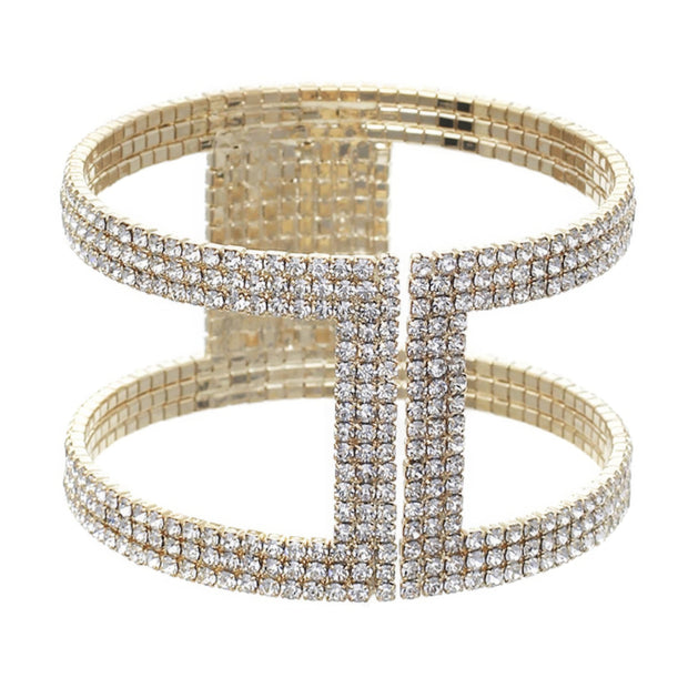 Rhinestone I Shape Memory Wire Bracelet - Fashionmj