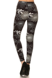 Super Soft Peach Skin Fabric, Multi-color Printed Knit Legging With Elastic High Waist Band - Fashionmj