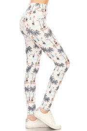 5-inch Long Yoga Style Banded Lined Sailor Printed Knit Legging With High Waist - Fashionmj