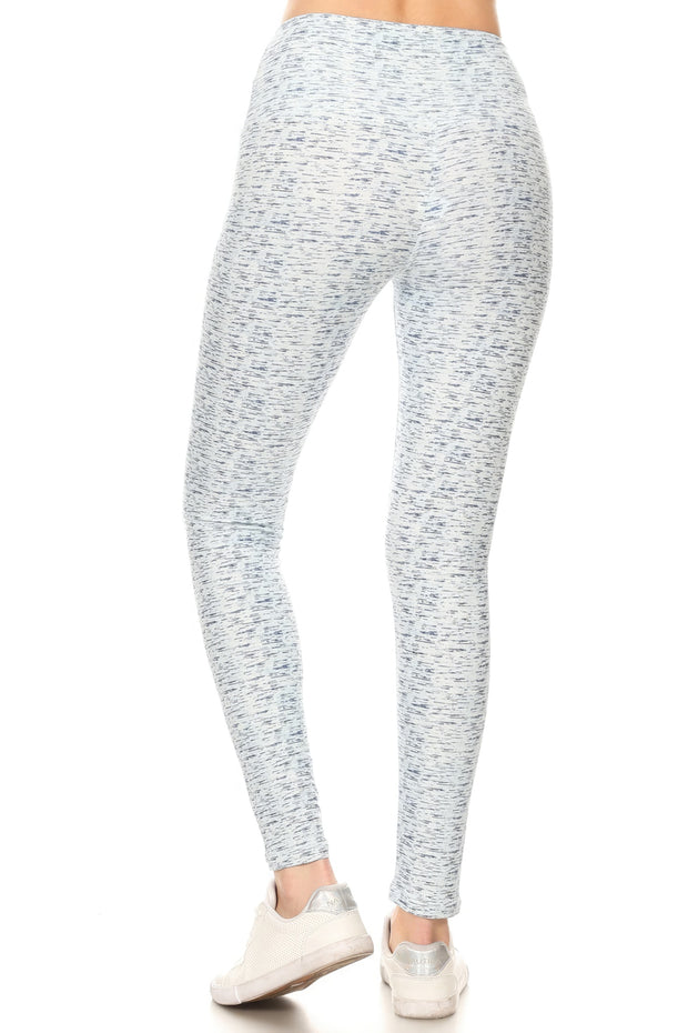 5-inch Long Yoga Style Banded Lined Multi Printed Knit Legging With High Waist - Fashionmj