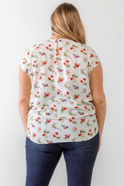 Plus Flower Print Ruched Top - Fashionmj