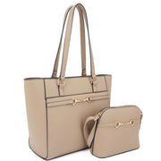 2in1 Smooth Matching Shoulder Tote Bag With Crossbody Set - Fashionmj