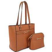 2in1 Smooth Matching Shoulder Tote Bag With Crossbody Set - Fashionmj