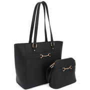 2in1 Smooth Matching Shoulder Tote Bag With Crossbody Set - Fashionmj