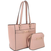 2in1 Smooth Matching Shoulder Tote Bag With Crossbody Set - Fashionmj