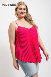 Pleated Tank Top With Adjustable Strap - Fashionmj