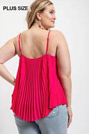 Pleated Tank Top With Adjustable Strap - Fashionmj