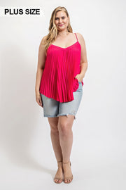 Pleated Tank Top With Adjustable Strap - Fashionmj