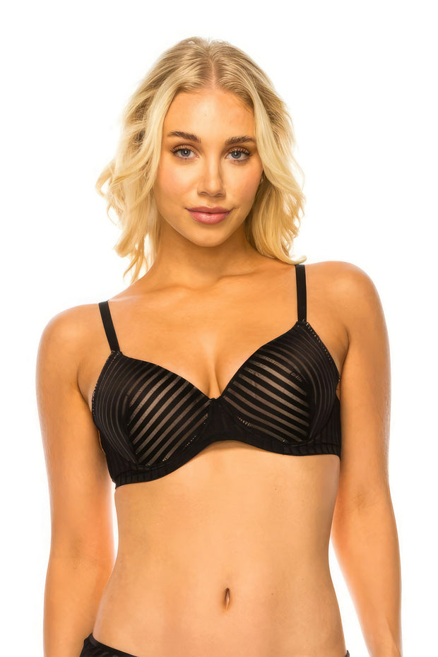 Stripe Lace Bra - Fashionmj