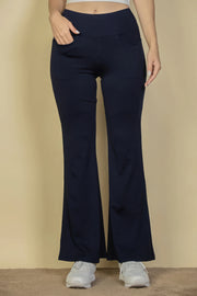 High Waisted Front Pocket Flare Pants - Fashionmj