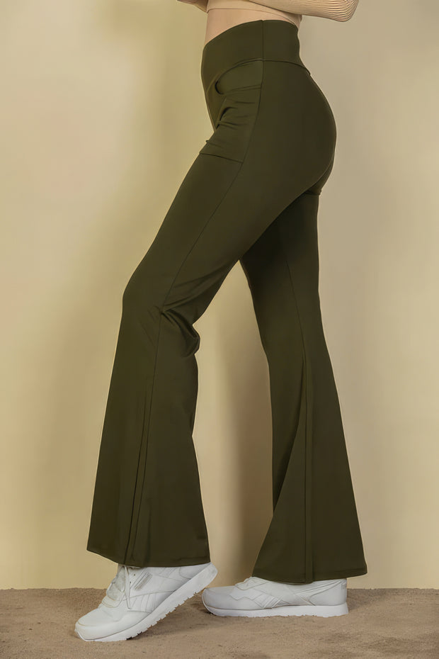 High Waisted Front Pocket Flare Pants - Fashionmj