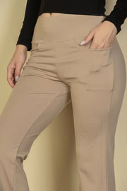 High Waisted Front Pocket Flare Pants - Fashionmj