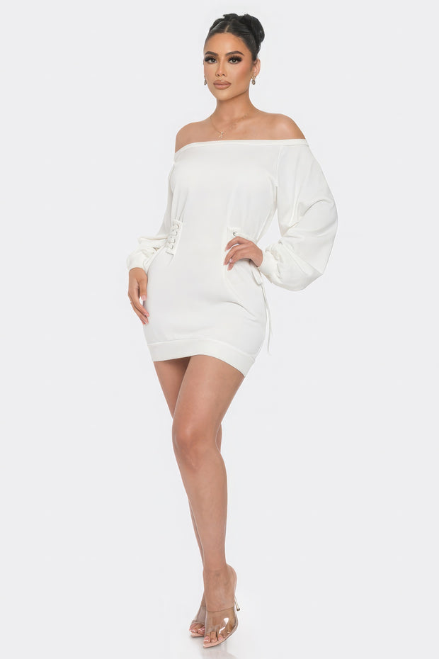 Off Shoulder Mini Dress - Fashionmj