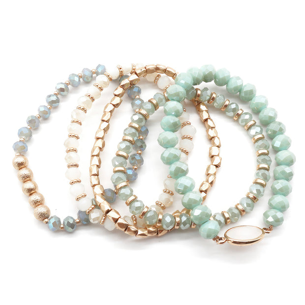 Multi Bead Stretch Bracelet Set - Fashionmj