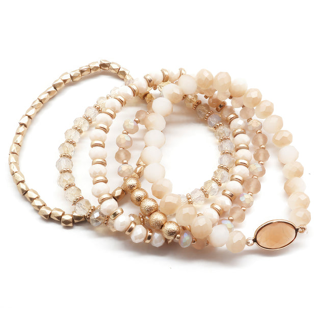 Multi Bead Stretch Bracelet Set - Fashionmj