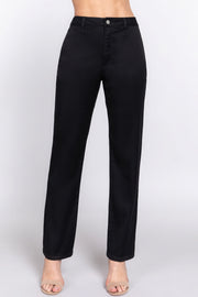 Straight Fit Twill Long Pants - Fashionmj