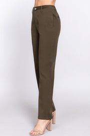 Straight Fit Twill Long Pants - Fashionmj