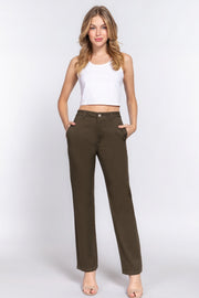 Straight Fit Twill Long Pants - Fashionmj