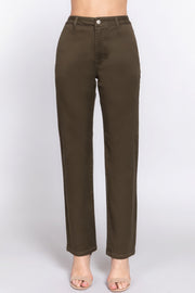 Straight Fit Twill Long Pants - Fashionmj