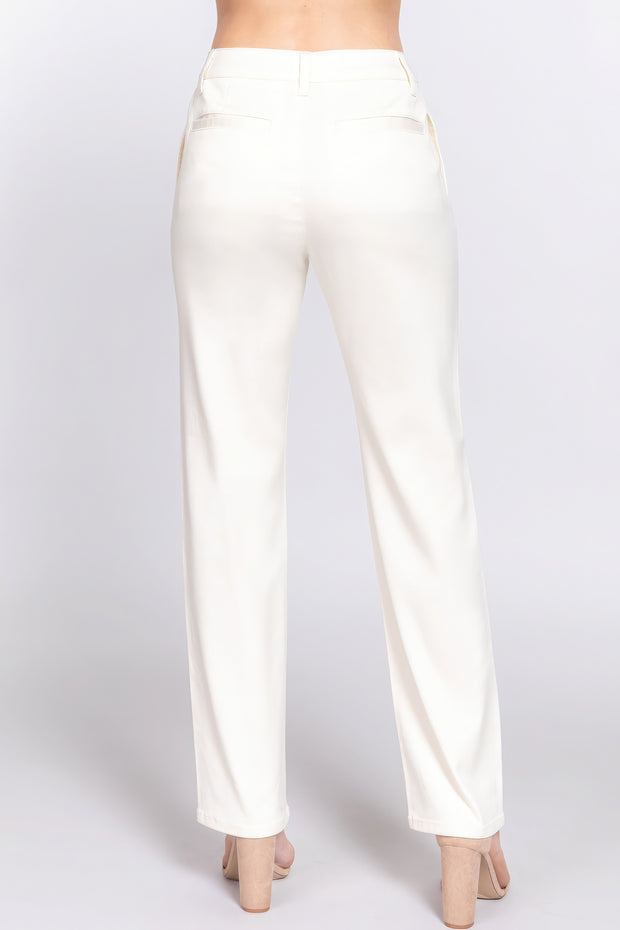 Straight Fit Twill Long Pants - Fashionmj