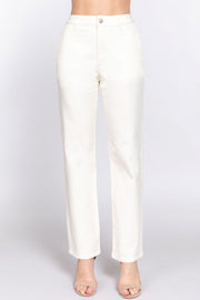 Straight Fit Twill Long Pants - Fashionmj