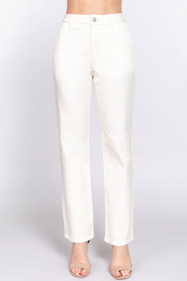 Straight Fit Twill Long Pants - Fashionmj