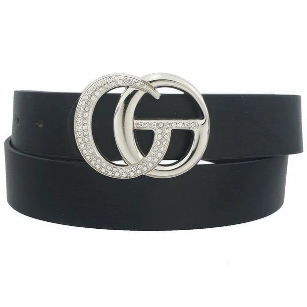 Metal Buckle Belt With Full On Rhinestone Body - Fashionmj