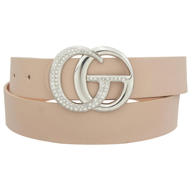 Metal Buckle Belt With Full On Rhinestone Body - Fashionmj