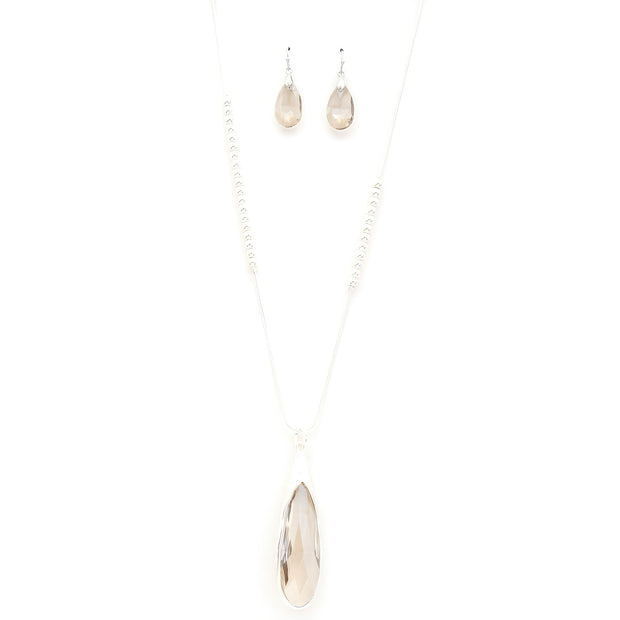 Long Teardrop Pendant Beaded Necklace - Fashionmj