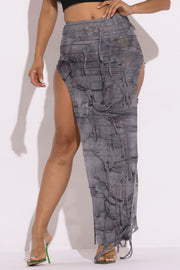 Distressed Thigh Slit Maxi Skirt - Fashionmj