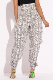 Snake Skin Printed Paper Bag Style Cargo Pants - Fashionmj