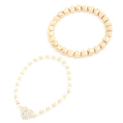 Heart Charm Beaded Bracelet Set - Fashionmj