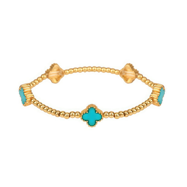 Metal Flower Station Stretch Bracelet - Fashionmj