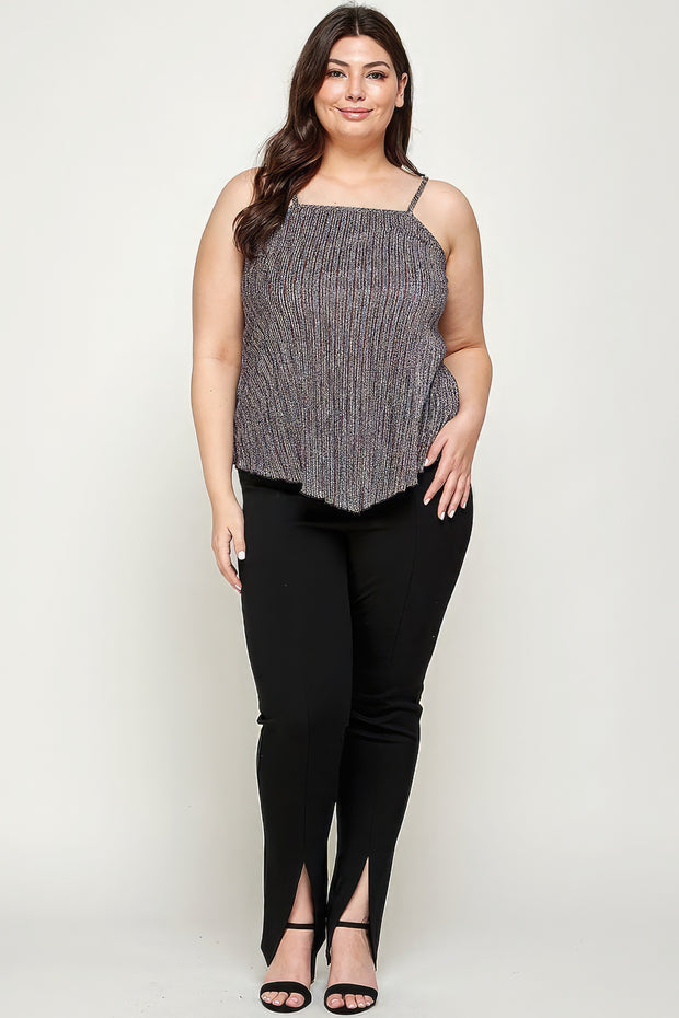 Metallic Stripe Handkerchief Plus Size Top - Fashionmj