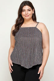 Metallic Stripe Handkerchief Plus Size Top - Fashionmj