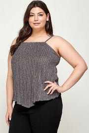 Metallic Stripe Handkerchief Plus Size Top - Fashionmj