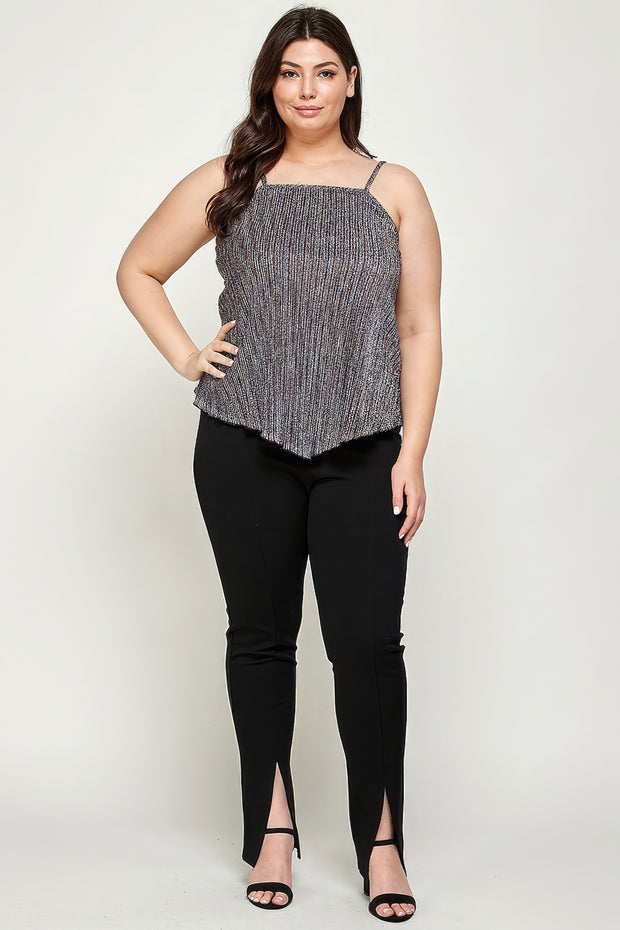 Metallic Stripe Handkerchief Plus Size Top - Fashionmj