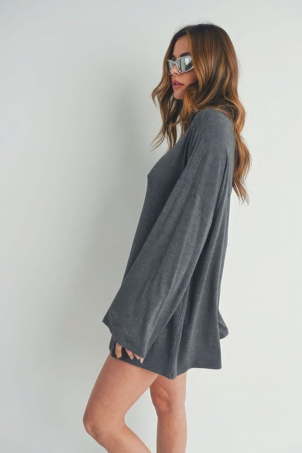 Bell Sleeve Turtle Neck Dress - Fashionmj