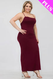 Plus Size Crisscross Back Split Thigh Maxi Dress - Fashionmj