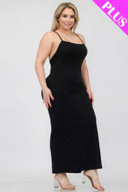 Plus Size Crisscross Back Split Thigh Maxi Dress - Fashionmj