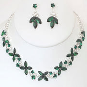 Rhinestone Crystal Necklace And Earring Set - Fashionmj