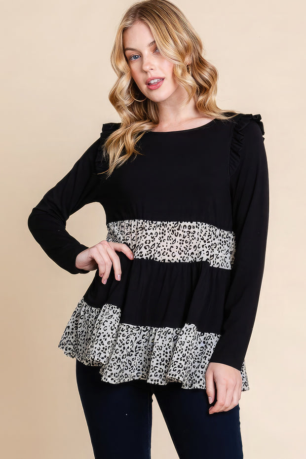 Solid Tiered Fashion Top - Fashionmj