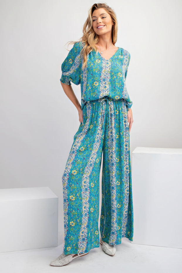 Floral Print Gauze Palazzo Pants - Fashionmj