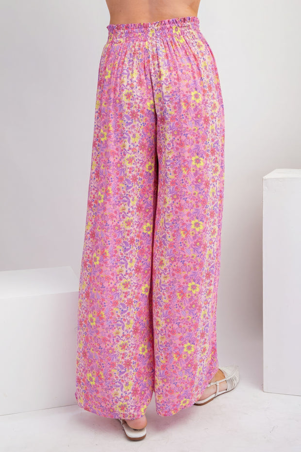 Floral Print Gauze Palazzo Pants - Fashionmj