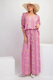 Floral Print Gauze Palazzo Pants - Fashionmj