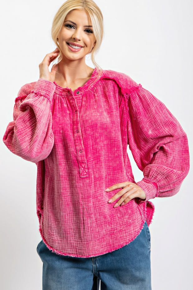 Washed Cotton Gauze Tunic - Fashionmj