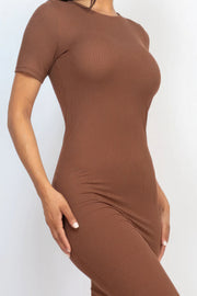 Ribbed Bodycon Midi Dress - Fashionmj