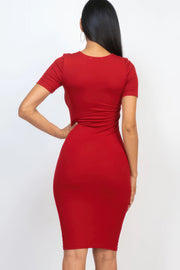 Ribbed Bodycon Midi Dress - Fashionmj