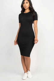 Ribbed Bodycon Midi Dress - Fashionmj